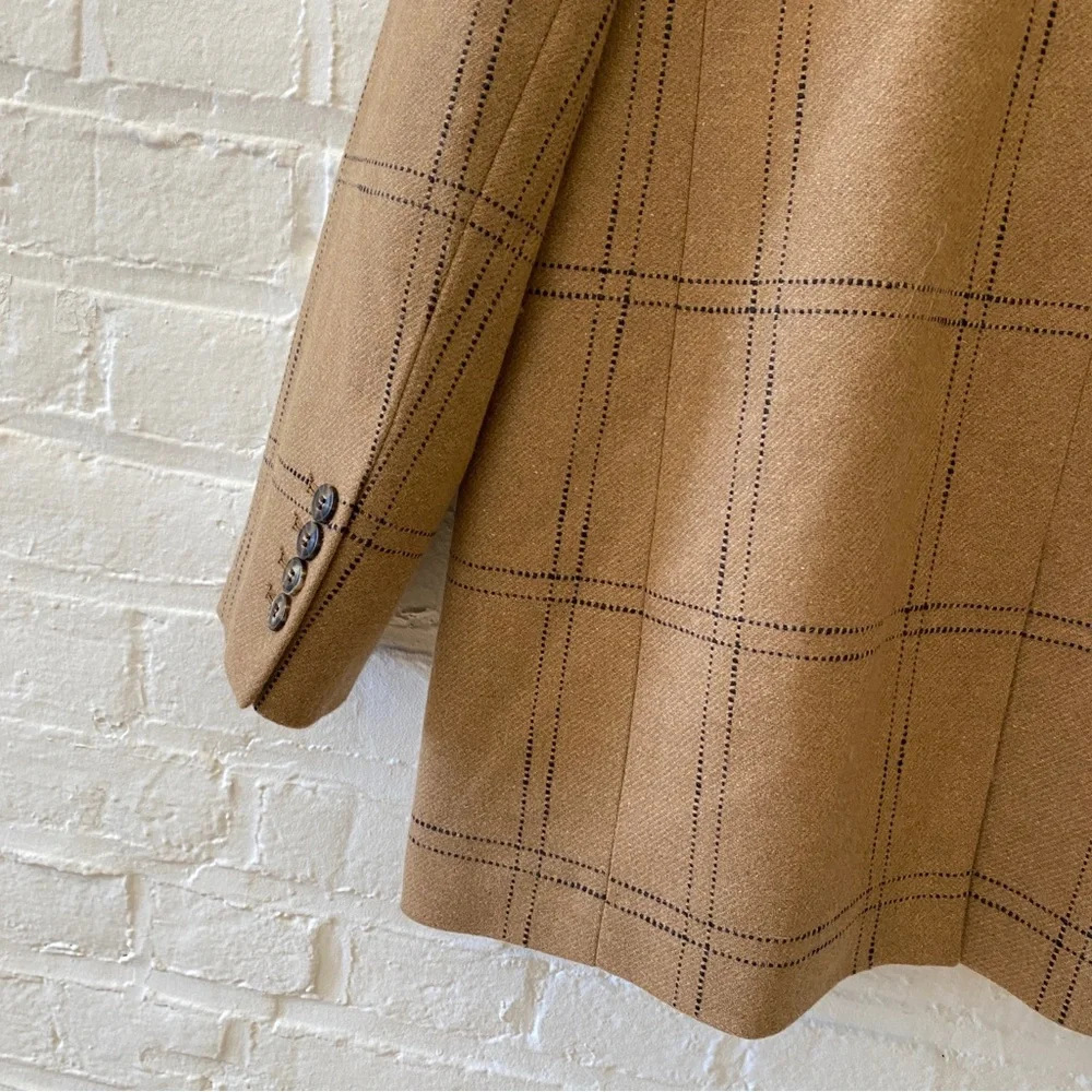Madewell || Larsen Blazer in Windowpane Check Wool Blend Camel Tan Medium_6